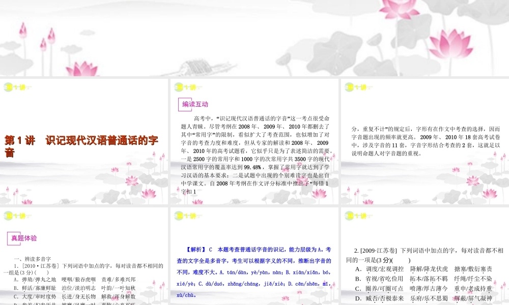 高考语文一轮复习 第1模块(1-3讲)语言文字运用课件 大纲人教版 课件