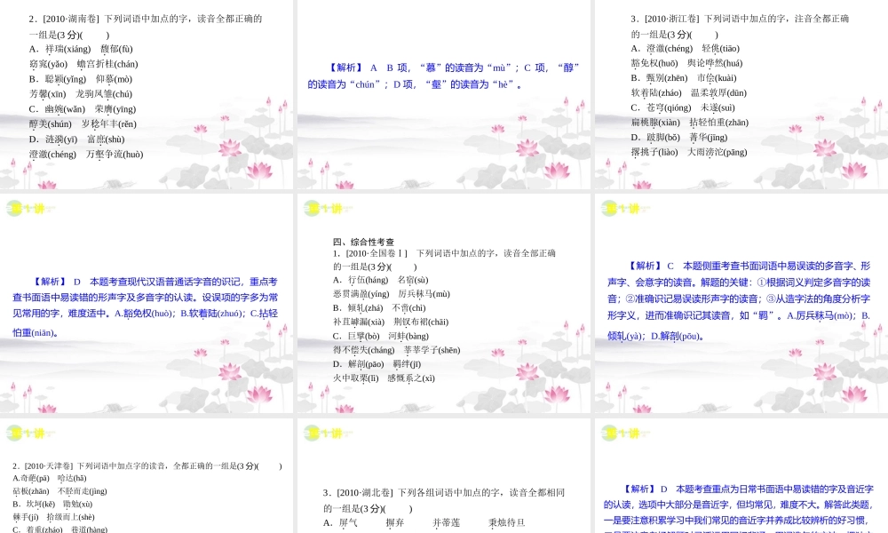 高考语文一轮复习 第1模块(1-3讲)语言文字运用课件 大纲人教版 课件
