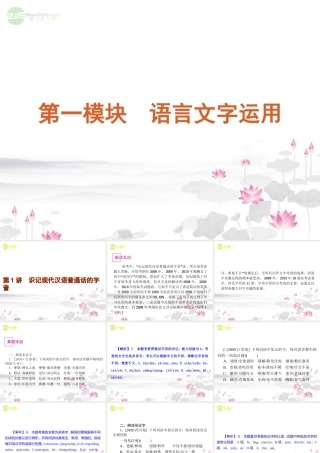 高考语文一轮复习 第1模块(1-3讲)语言文字运用课件 大纲人教版 课件