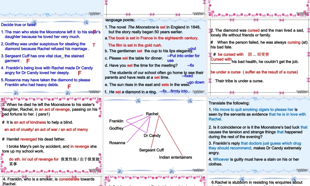 高三英语Unit13 The mystery of the moonstone 课件