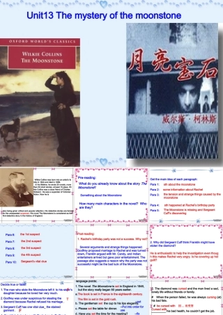 高三英语Unit13 The mystery of the moonstone 课件