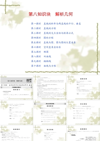 高考数学第一轮复习精品课件包：第八知识块  解析几何(共10课时，227精美PPT)苏教版 课件