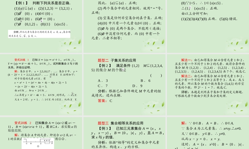 高中数学 121 集合之间的关系  课件二 新人教B版必修1 课件