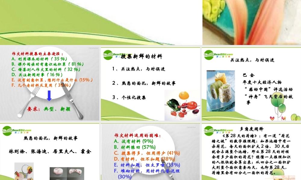 高中语文 作文教学 料理 作文课件 新人教版 课件