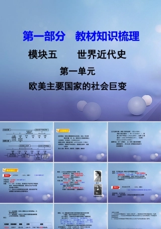 湖南省中考历史 教材知识梳理 模块五 世界近代史 第一单元 欧美主要国家的社会巨变课件 岳麓版 课件