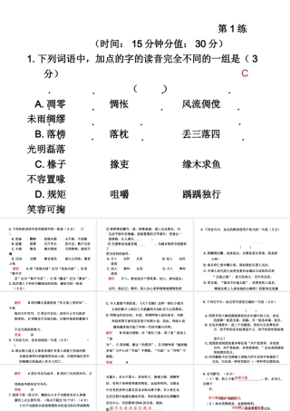 高三语文高考冲刺训练系列课件：一第1练新人教版 课件