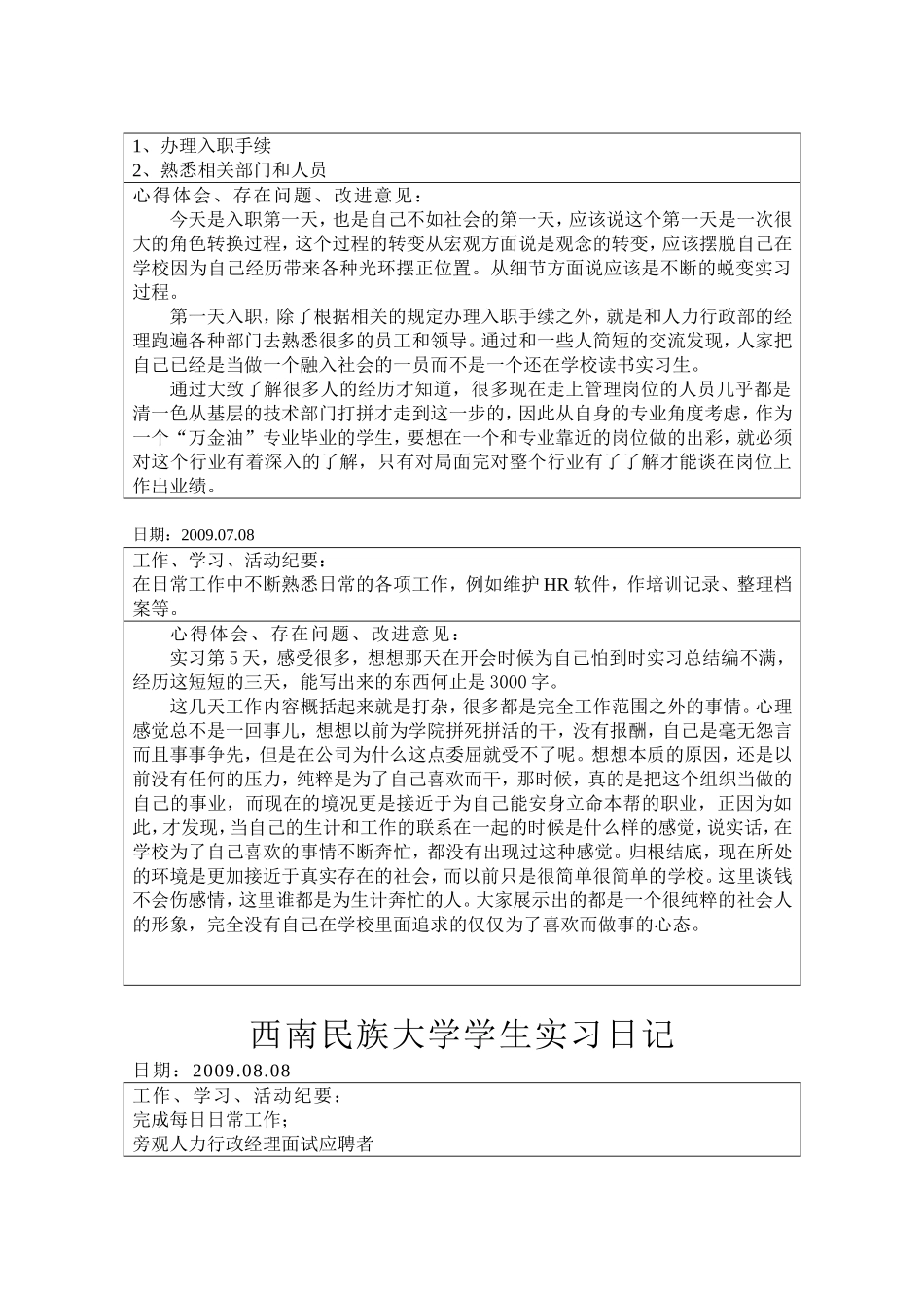 人力资源管理专业学生实习日记_第3页