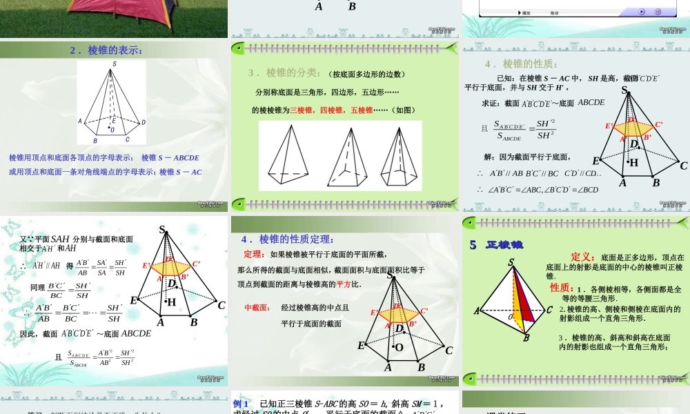 棱锥与它的性质 高二数学棱锥与它的性质[含flash课件] 1 高二数学棱锥与它的性质[含flash课件] 1