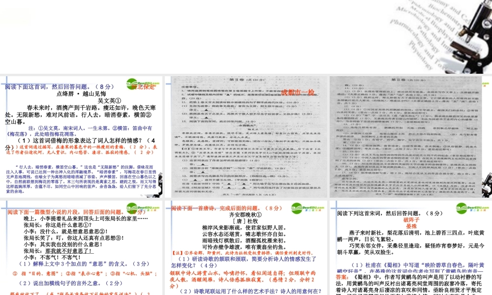 高考语文 期末课堂诗歌鉴赏练习课件 新人教版 课件