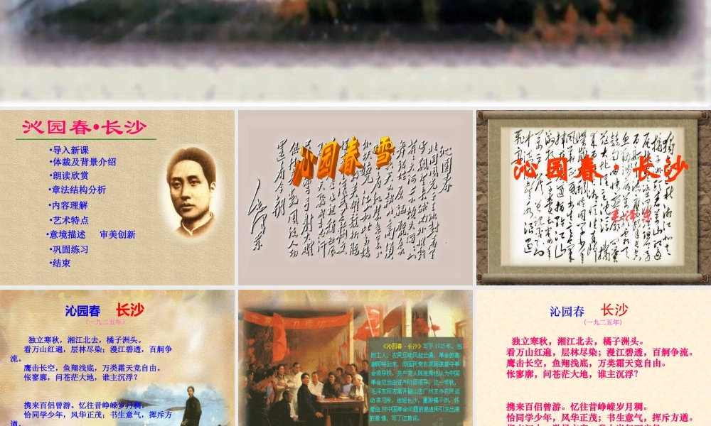 高中语文沁园春长沙课件鲁人版必修二 课件