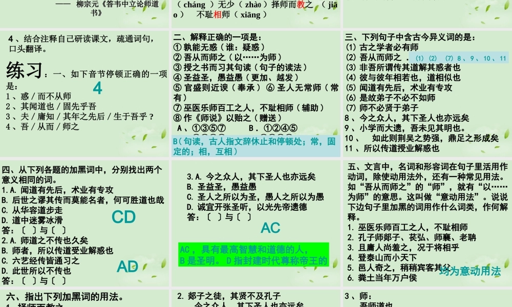 高中语文 (师说)课件3 苏教版必修1 课件