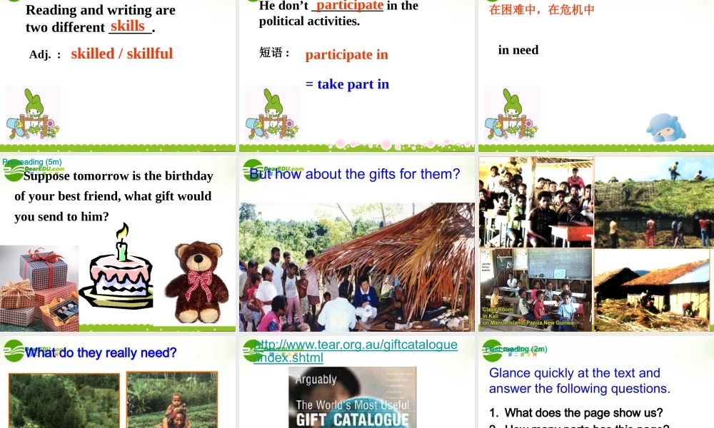 高中英语 unit4(Sharing)2-reading课件  新人教版选修7 课件