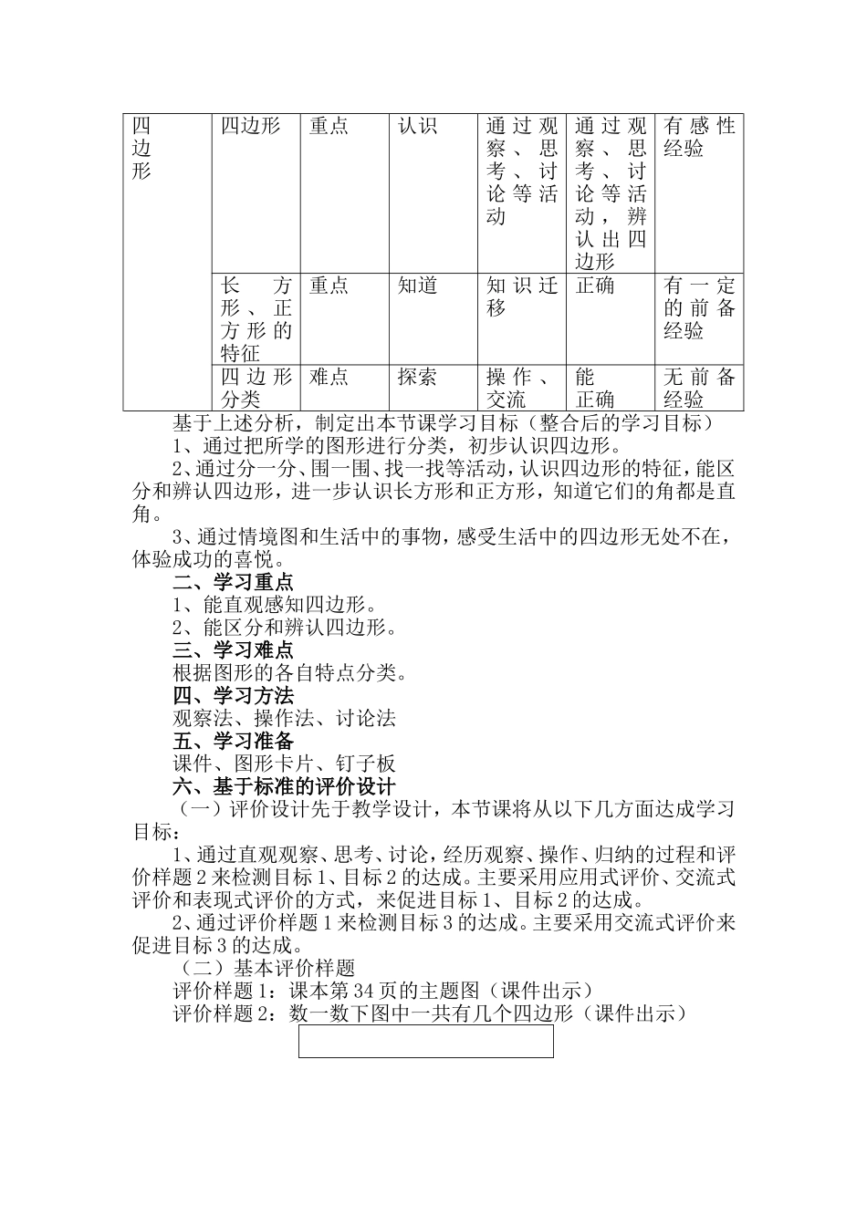 冯巧丽《四边形的认识》教学设计_第3页
