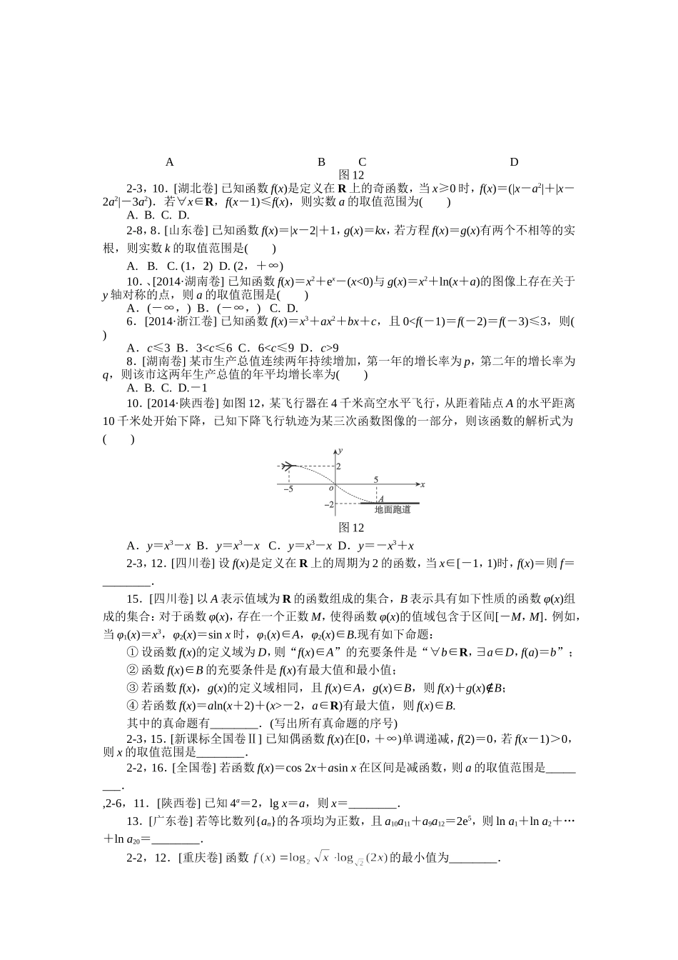 2014年各地高考理科试题函数_第2页