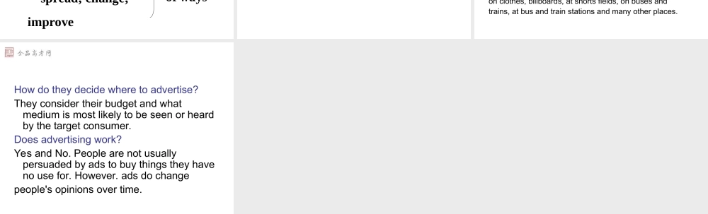 高中英语Unit 5(Inside advertising)课件 Warm up(新人教版选修9) 课件