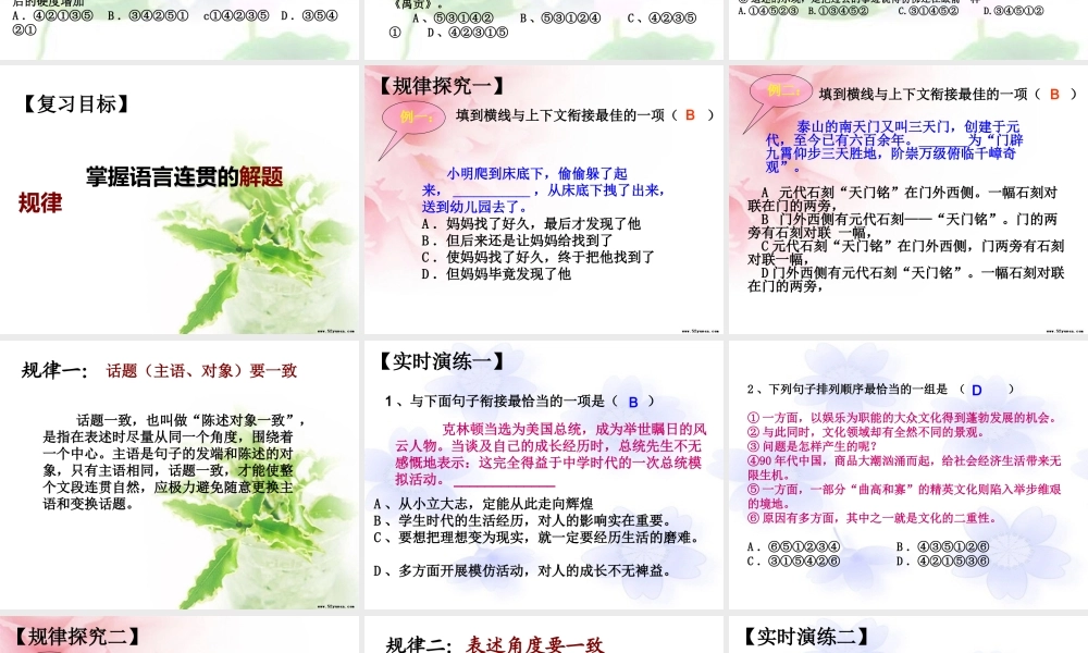 高考语文 巧解语言连贯复习课件 新人教版 课件