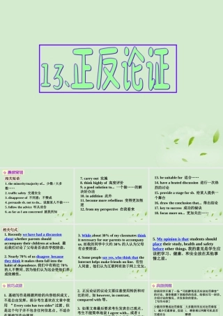 高考英语 专题解析基础写作 正反论证课件
