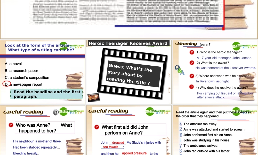 高一英语 Unit 5 First Aid-Using language课件 新人教版必修5 课件