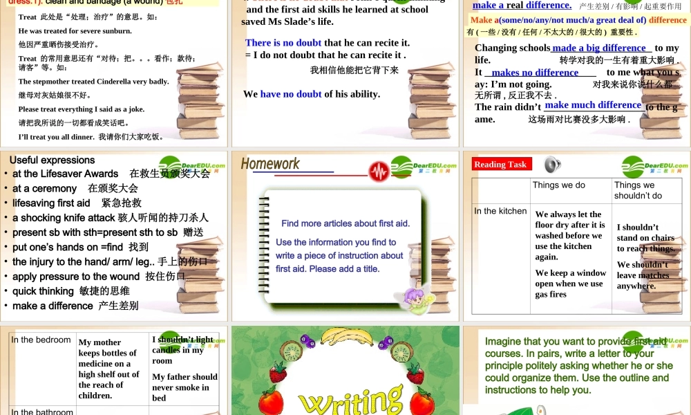 高一英语 Unit 5 First Aid-Using language课件 新人教版必修5 课件