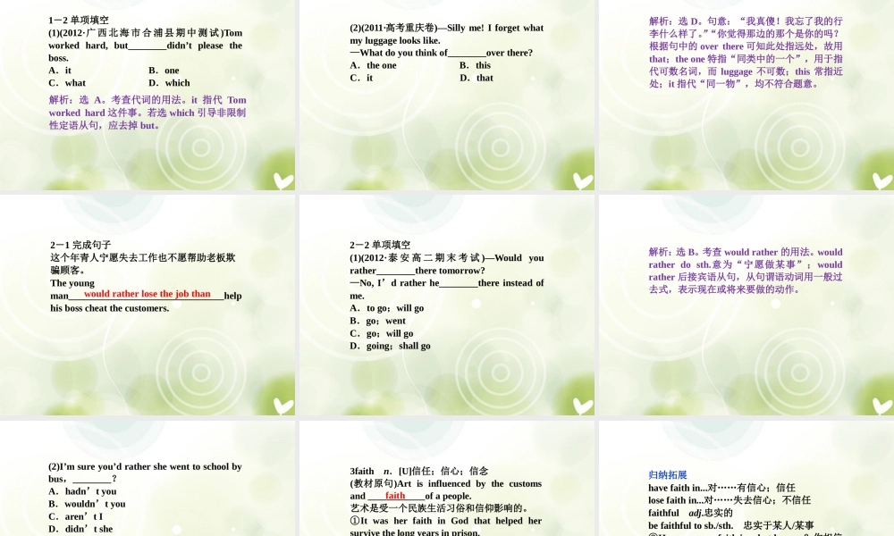 高中英语 Unit1 SectionⅡ Warming Up & Reading Language Points精品课件 新人教版选修6 课件