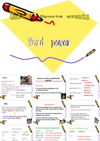 高中英语：Unit2 Sporting events-word power课件(牛津译林版必修4) 课件
