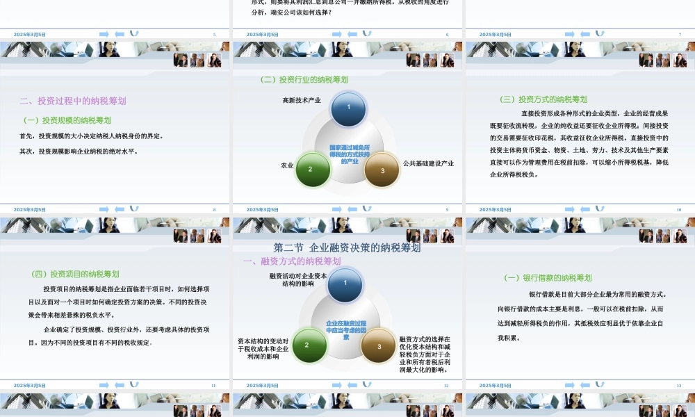 企业投资、融资与经营活动的纳税筹划