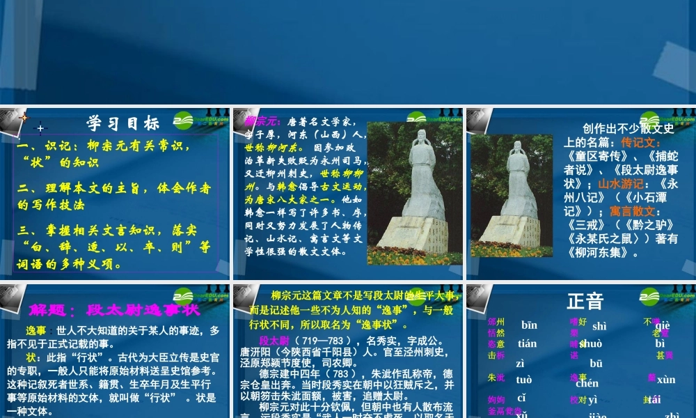 高中语文(段太尉逸事)教学课件 粤教版必修5 课件