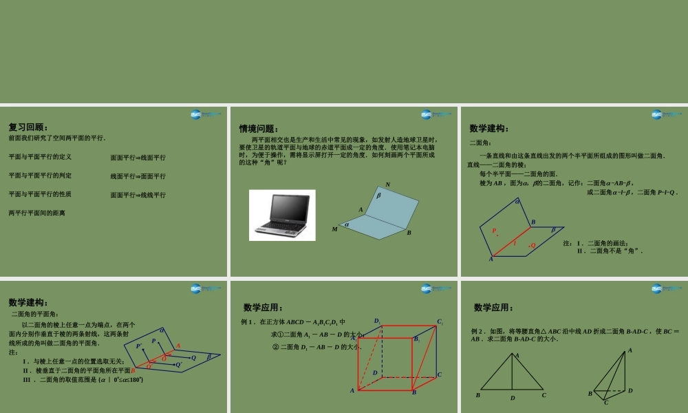 高中数学 124 平面与平面的位置关系(2)课件 苏教版必修2 课件