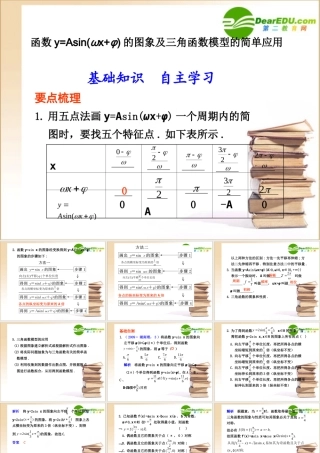 高三数学函数y=Asin的图象及三角函数模型的简单应用课件新人教B版 课件