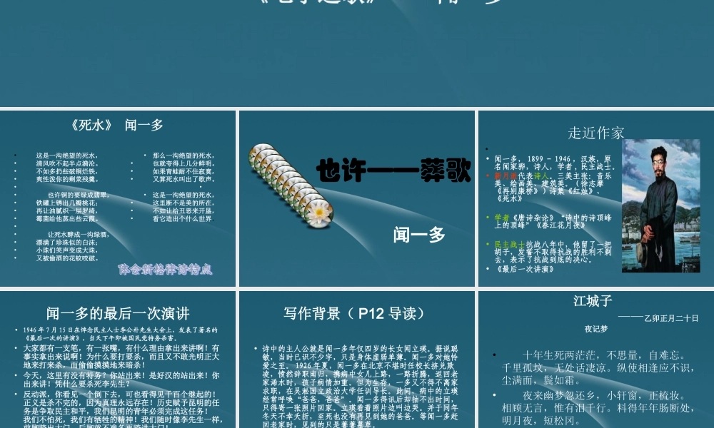 高中语文 (也许——葬歌)课件 新人教版选修(中国现代诗歌散文欣赏) 课件