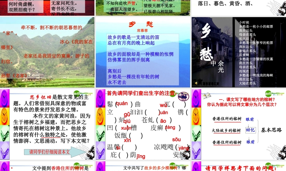 高中语文 第一单元第3课(故乡的榕树)课件(2) 粤教版必修2 课件