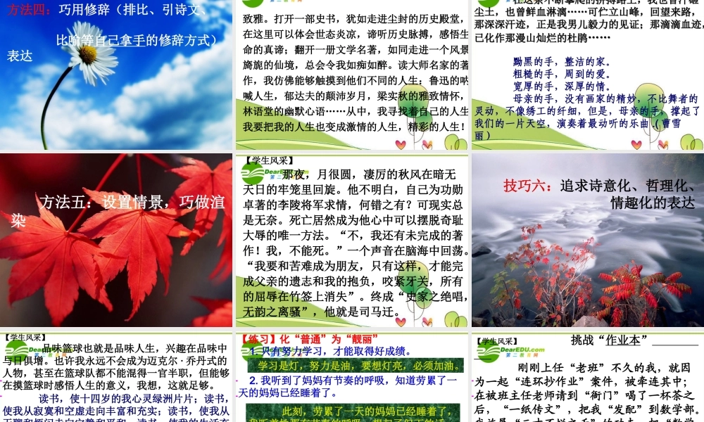 高中语文 作文写作辅导打造靓丽作文语言课件 新人教版 课件