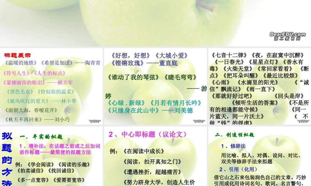 高二语文题目是文章的 眼睛课件 新课标 人教版 课件