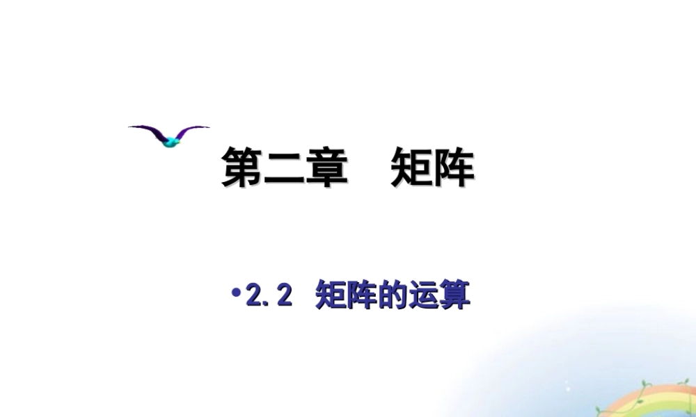 高二数学上册 9.2(矩阵的运算)课件1 沪教版 课件