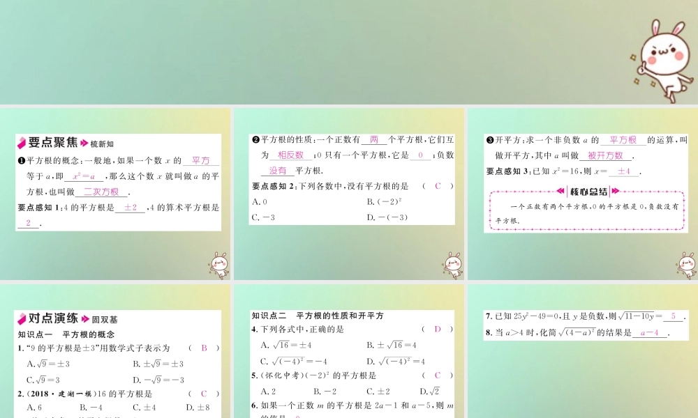 秋八年级数学上册 第2章 实数 2.2 平方根 第2课时 平方根作业课件 (新版)北师大版 课件