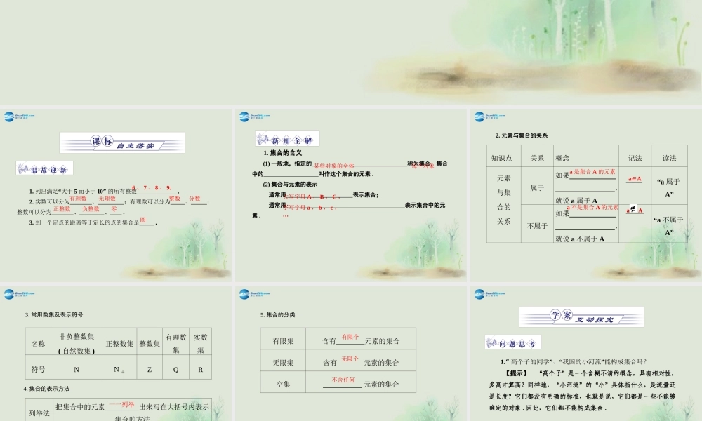 高中数学 第一章(集合的含义与表示)教学课件3 北师大版必修1 课件