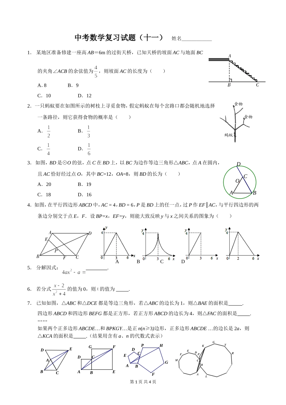中考数学复习试题(十一)_第1页