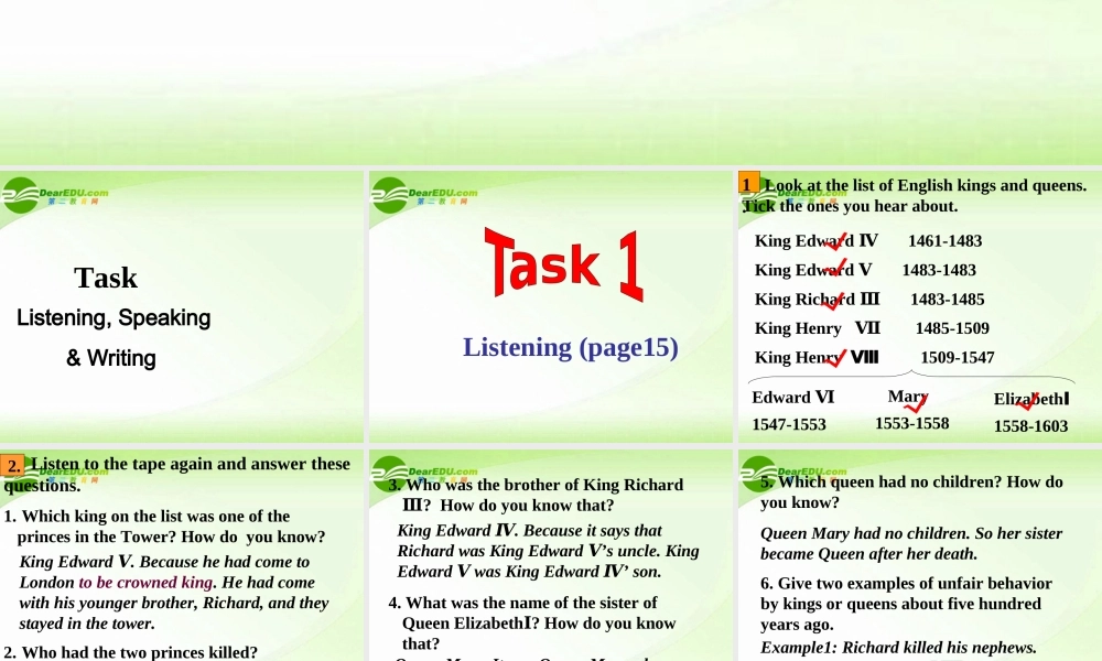 高中英语 Unit2 Task课件 新人教版必修5 课件