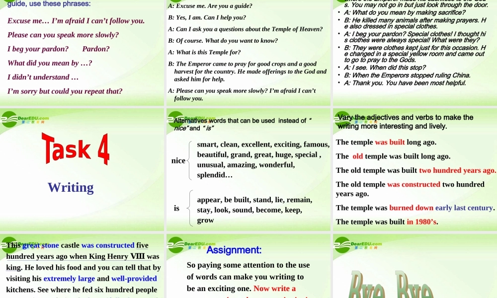 高中英语 Unit2 Task课件 新人教版必修5 课件