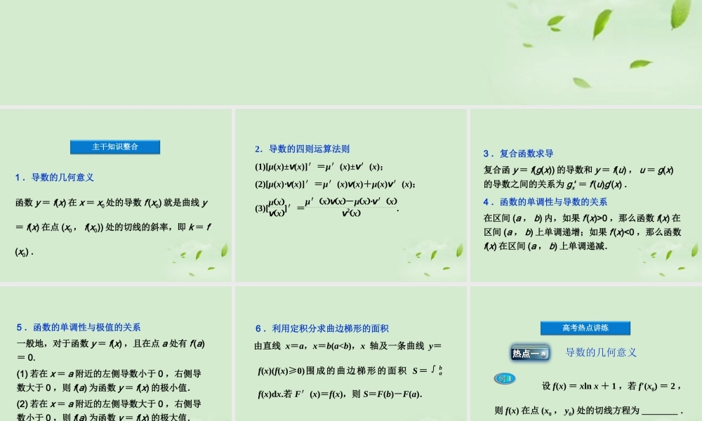 高中数学(导数及其应用)课件 新人教A版选修2-2 课件