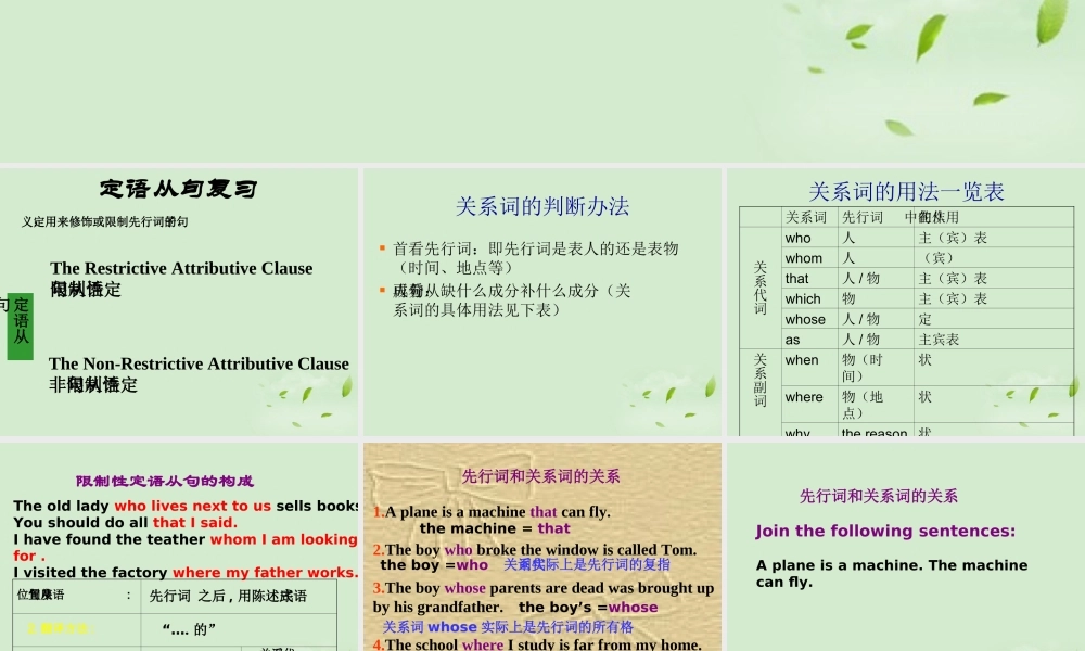 高中英语(定语从句)课件 新人教版 课件