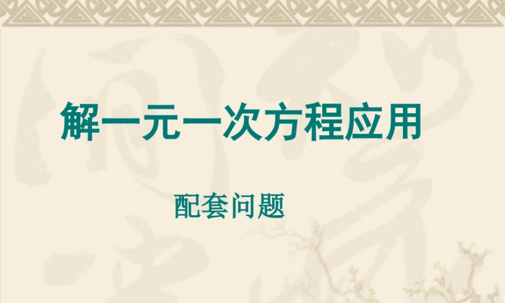 一元一次方程的应用(配套问题)