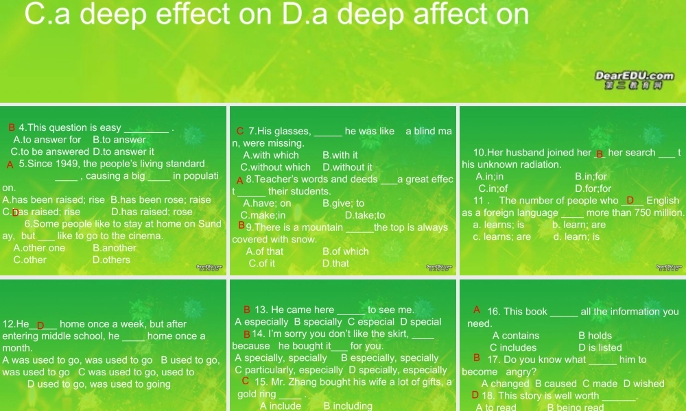 高一英语总复习单项选择题课件 新课标 人教版 必修二 课件