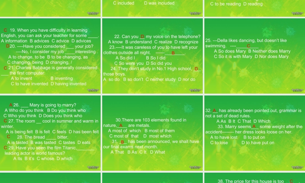 高一英语总复习单项选择题课件 新课标 人教版 必修二 课件