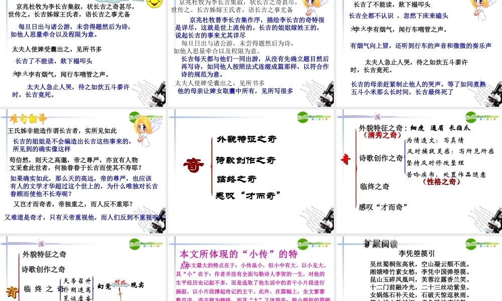 高中语文(李贺小传)课件 新人教版必修4 课件