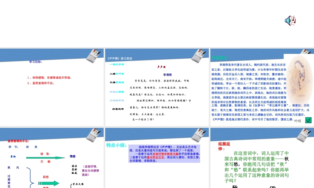 高中语文(声声慢)课件4 北京版必修4 课件