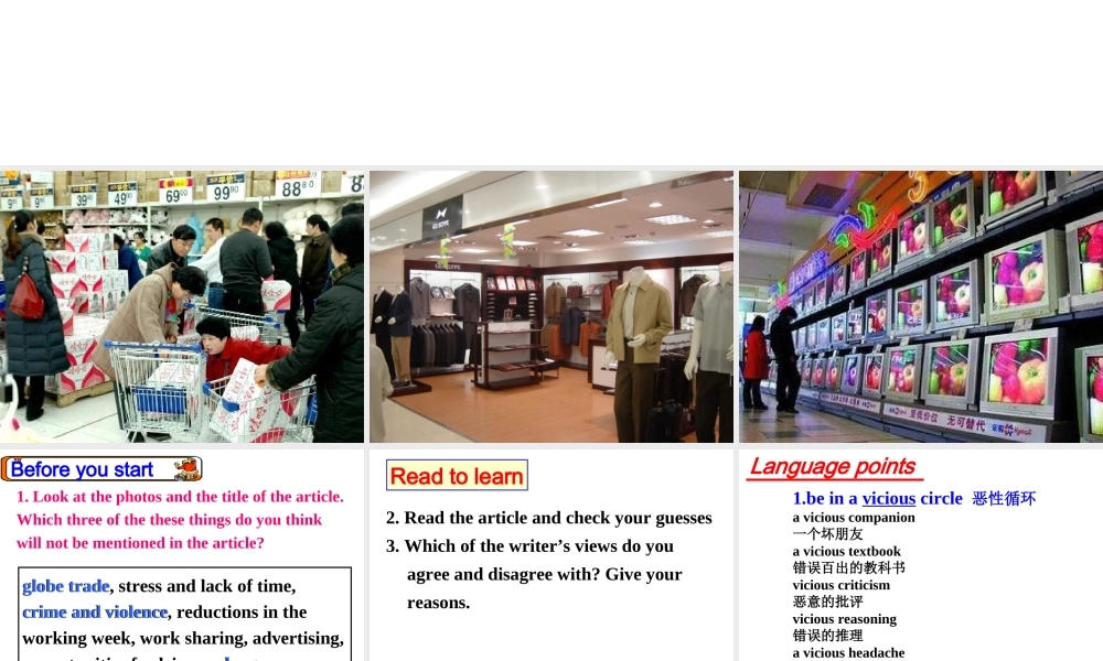 高中英语Unit 24 Lesson 1 Consumer Society 课件北师大版选修8 课件