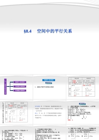 高考数学总复习 第8章§8.4空间中的平行关系精品课件 理 北师大版 课件