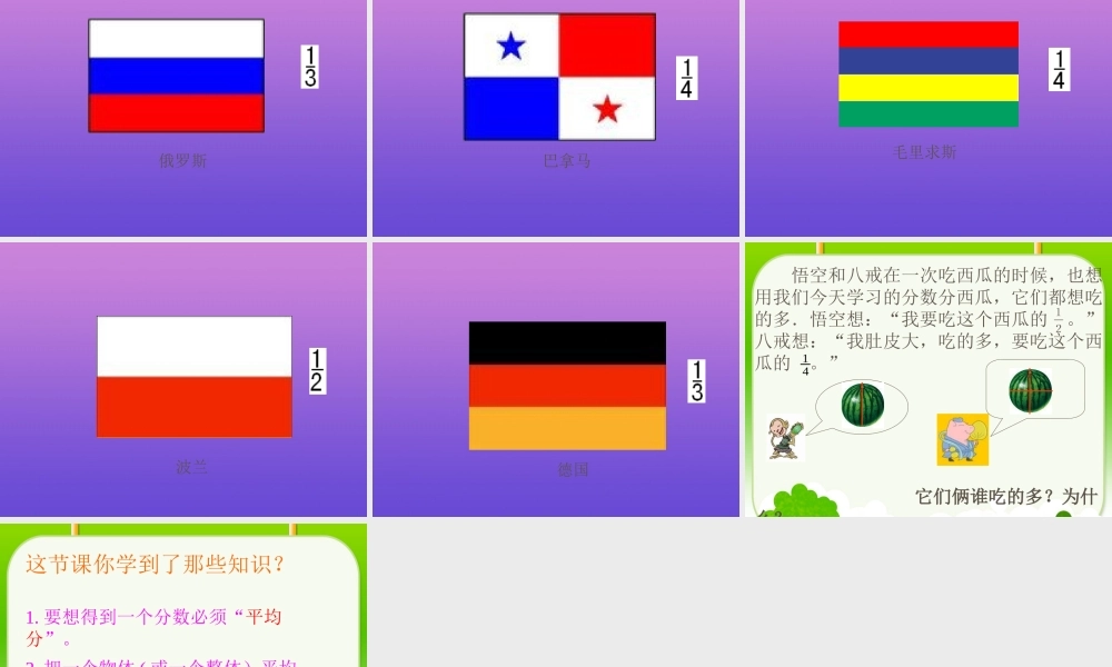 人教2011版小学数学三年级小学-三年级-数学分数的初步认识-周诗雨