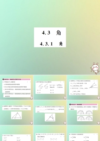 秋七年级数学上册 第4章 几何图形初步 4.3 角 4.3.1 角习题课件 (新版)新人教版 课件